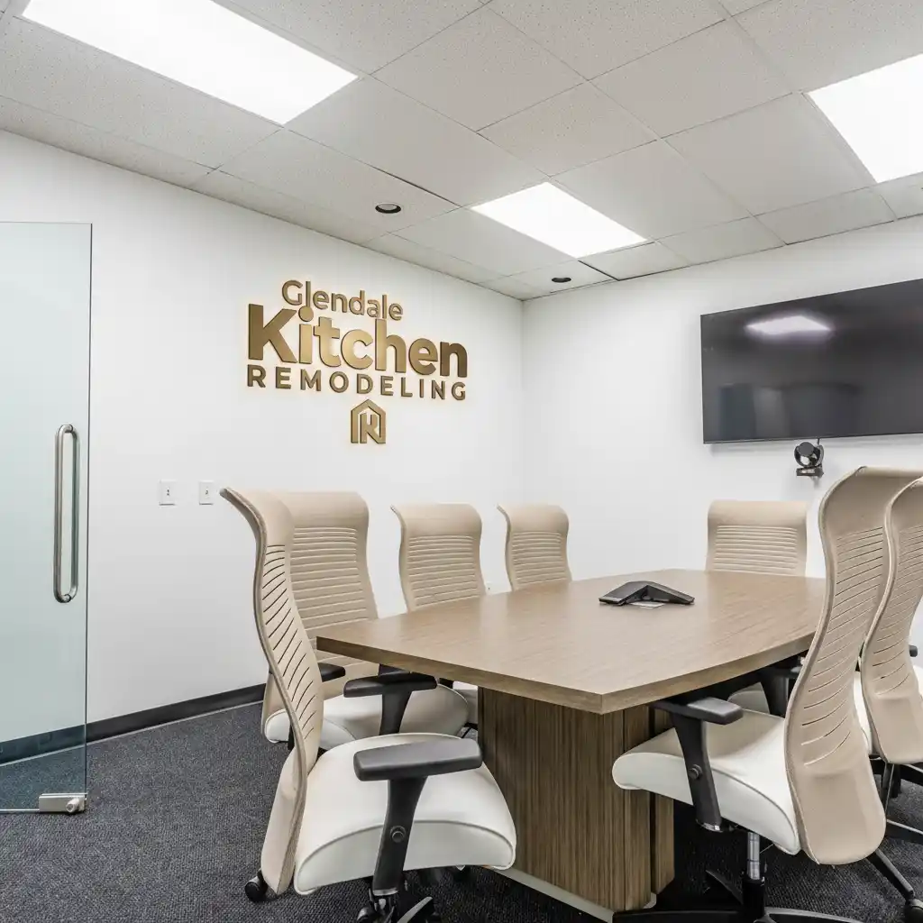Glendale Kitchen Remodeling office interior with company branding
